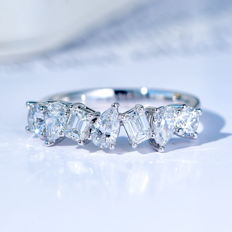 10K Gold Lab Grown Diamond CVD Various Shapes Half Eternity Engagement Ring