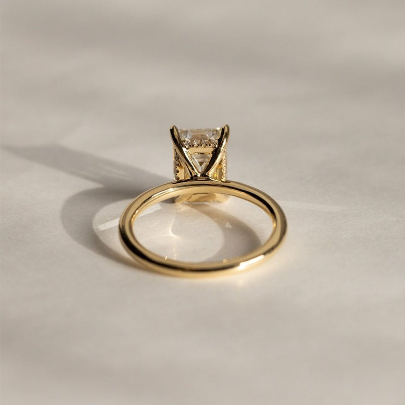 18k Gold Lab Grown Diamond CVD 3CT Emerald-Cut Classic Wedding Ring
