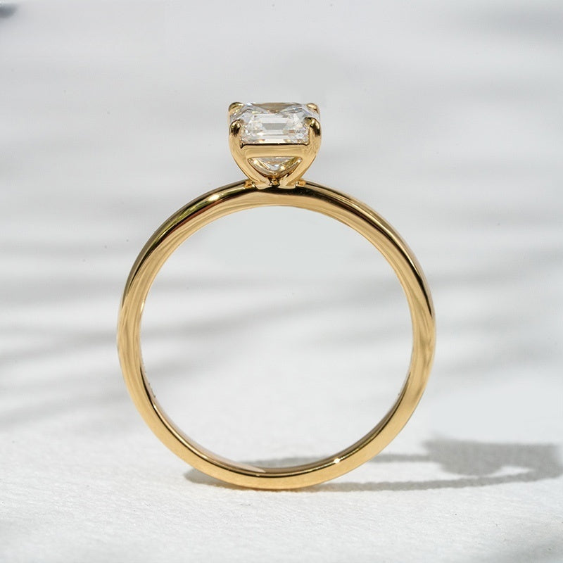 18K Gold Lab Grown Diamond CVD 1CT Asscher-Cut Wedding Ring