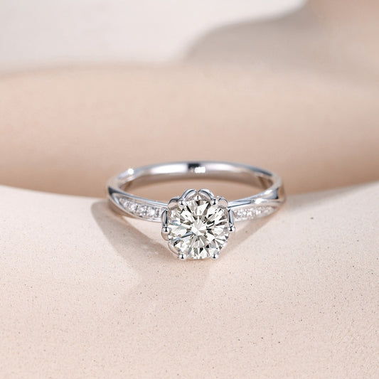 10K Gold Lab Grown Diamond CVD 1.5CT Round-Cut Simple and Stylish Engagement Ring