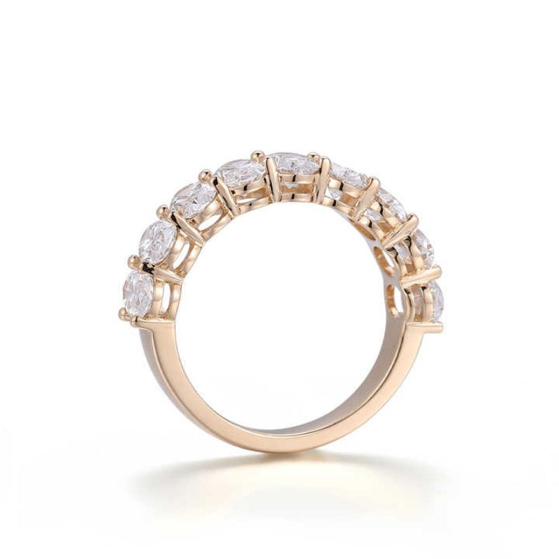 10K Gold Lab Grown Diamond CVD 2.5CT Oval-Cut Half Etrenity Anniversary Ring