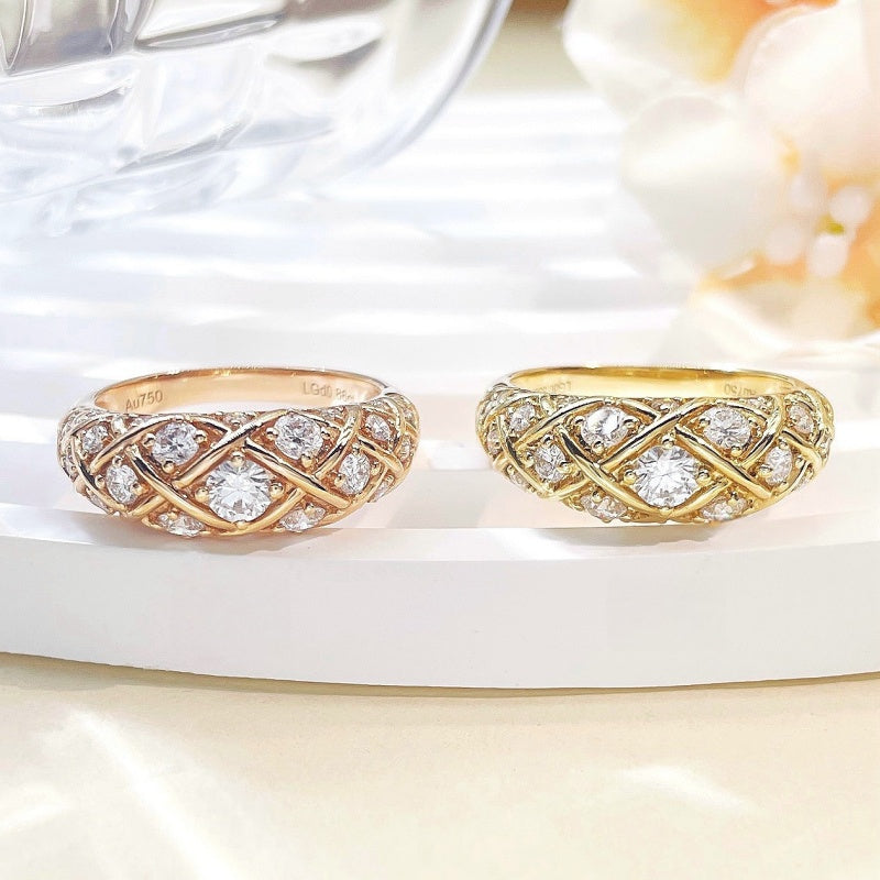 10K Gold Lab Grown Diamond CVD 1.5CT Round-Cut Vintage Intricate Openwork Meaningful Gift Choice