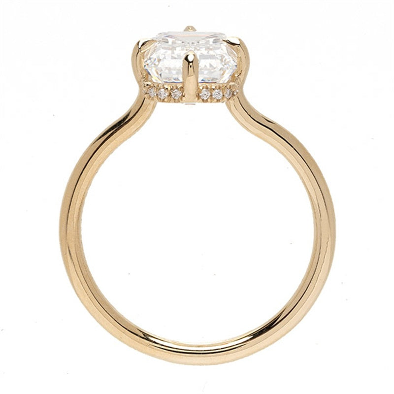 18k Gold Lab Grown Diamond CVD Classic Four-Prong 3CT Emerald Cut Ring