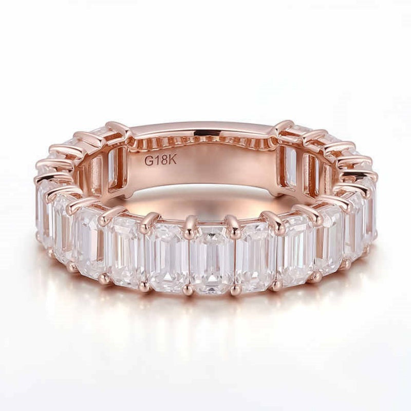 10K Gold Lab Grown Diamond CVD 2CT Emerald-Cut Pave Band Engagement Ring