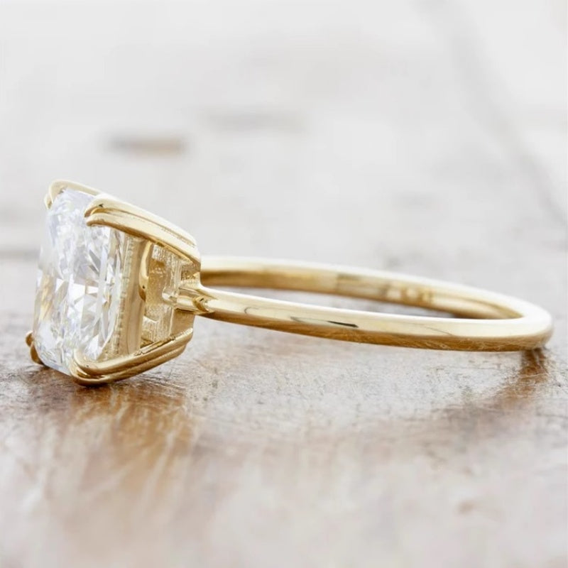 18k Gold Lab Grown Diamond CVD 1.5CT Radiant-Cut 8 Prong Setting Classic Ring