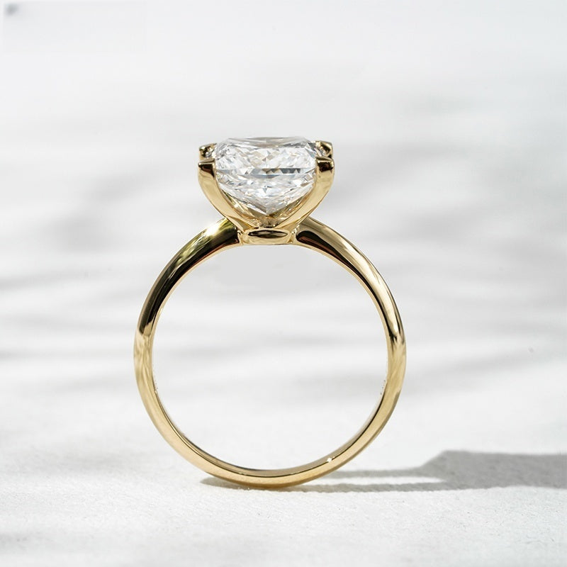 18K Gold Lab Grown Diamond CVD 3CT Princess-Cut Classic Minimalist Ring,