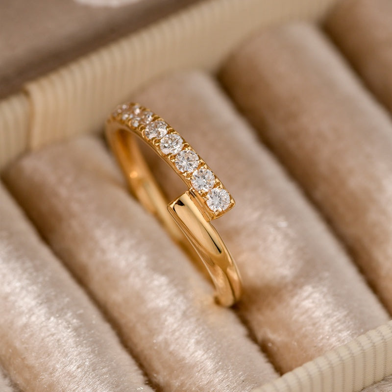18K Gold Lab Grown Diamond CVD 0.3CT Round-Cut Open Wrap Bypass Engagement Ring