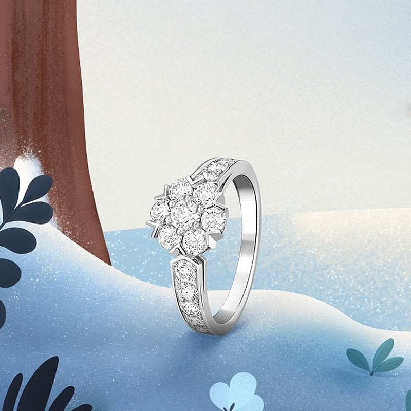 18k Gold Lab Grown Diamond CVD Bezel-Set With Sunflower Engagement Ring