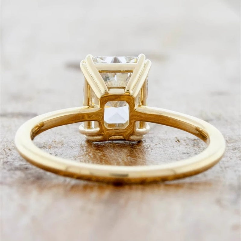 18k Gold Lab Grown Diamond CVD 1.5CT Radiant-Cut 8 Prong Setting Classic Ring