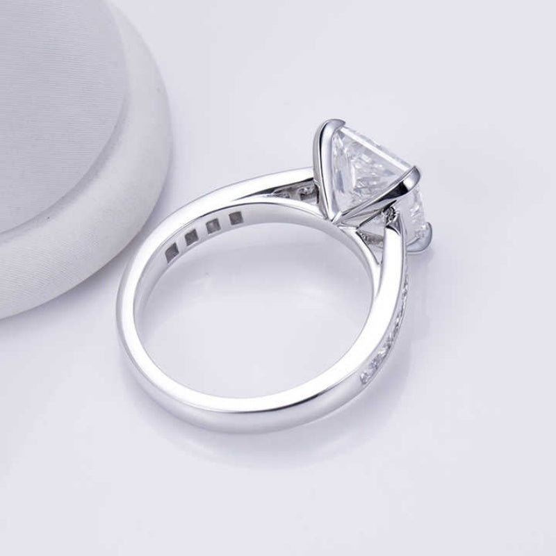 10K Gold Lab Grown Diamond CVD 2CT Princess-Cut Half Etrenity Engagement Ring