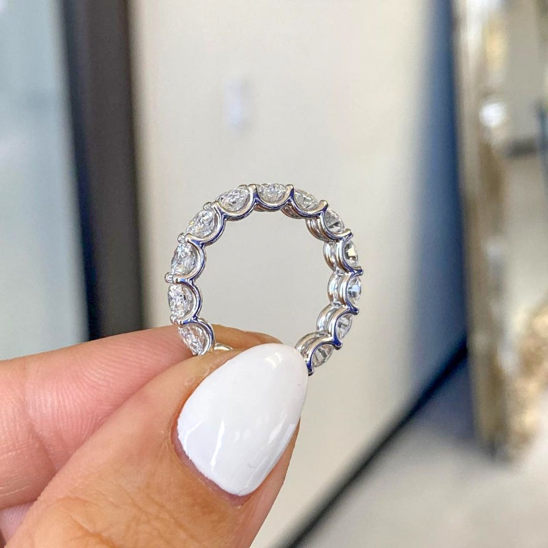 10K Gold Lab Grown Diamond CVD 3CT Round-Cut Full Eternity Design Featuring Anniversary Ring