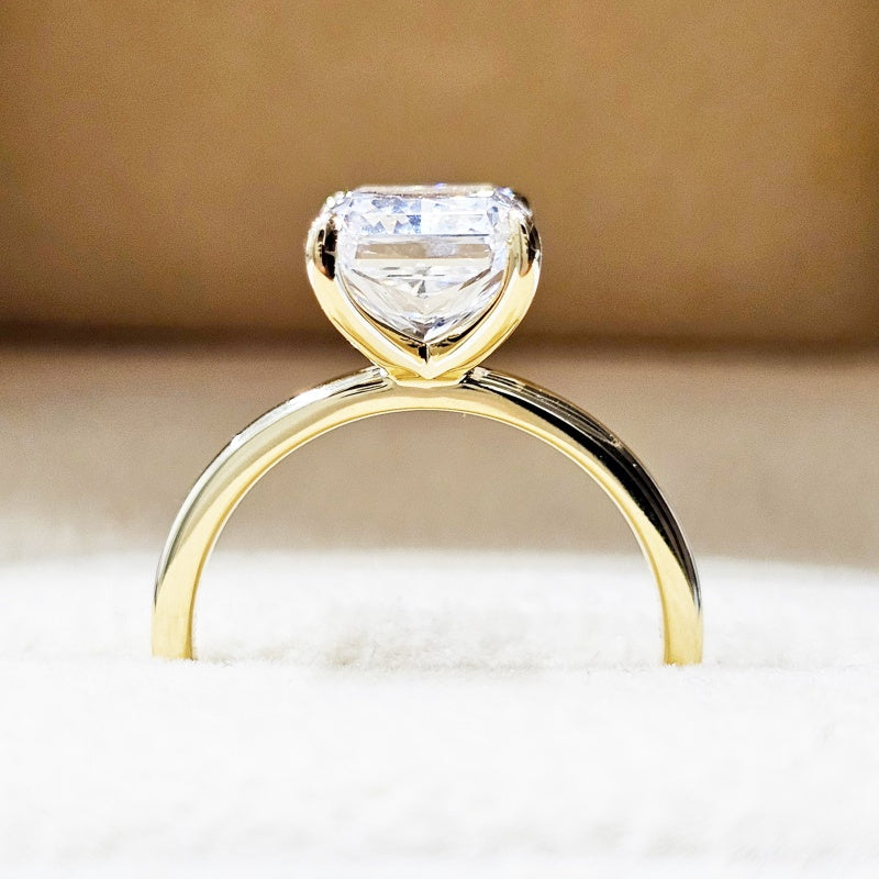 18K Gold Lab Grown Diamond CVD 3.5CT Crushed Ice Radiant Cut 4 Prong Classic Ring