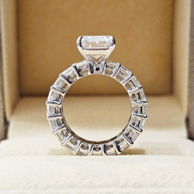 Platinum PT950 Lab Grown Diamond CVD 5 Carat Emerald Cut Ring