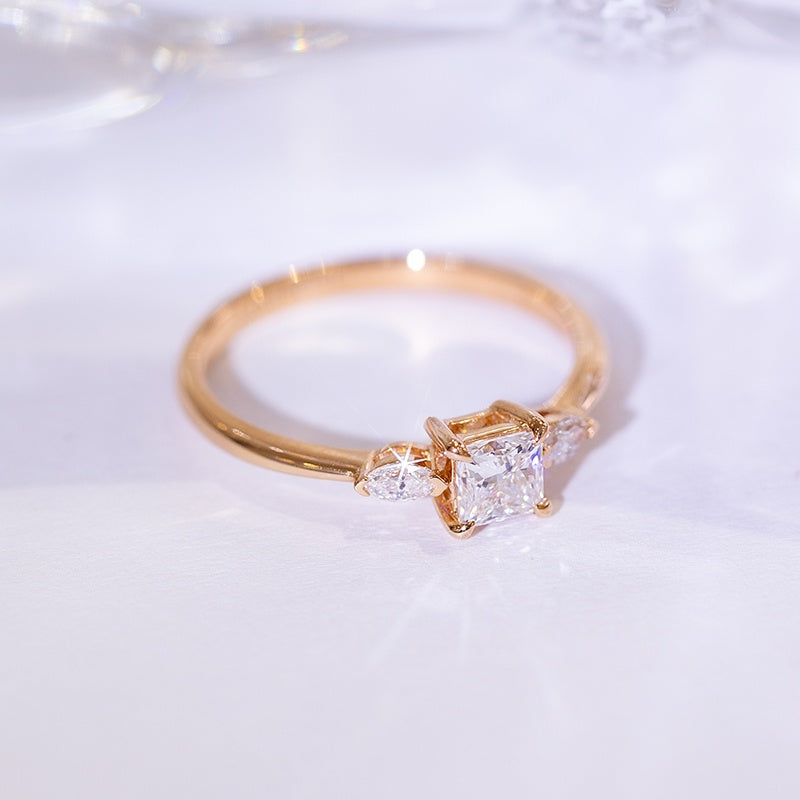 10K Gold Lab Grown Diamond CVD 1CT Princess-Cut