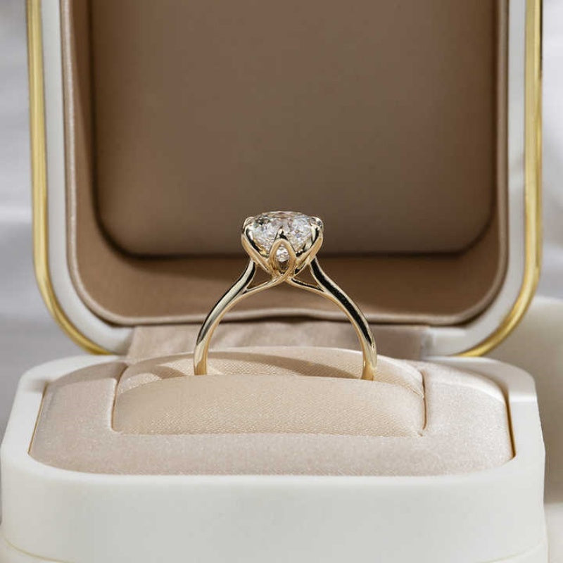 10K Gold Lab Grown Diamond CVD 2CT Round-Cut Six Prong Classic Anniversary Ring