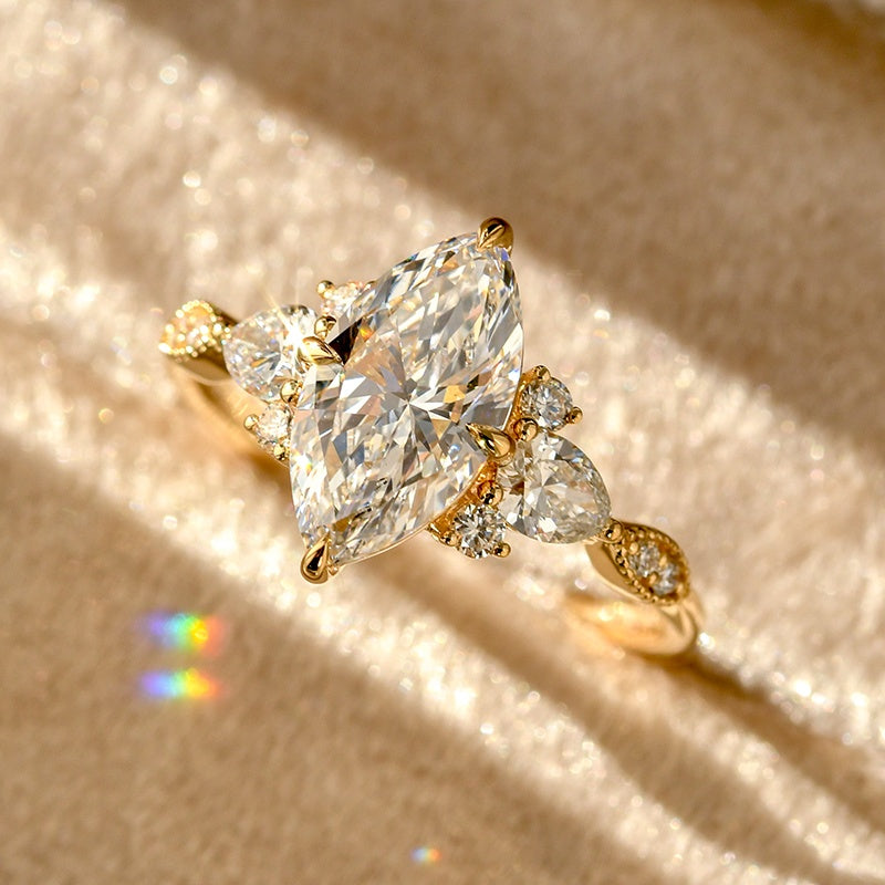 18K Gold Lab Grown Diamond CVD 1CT Marquise Wedding Ring