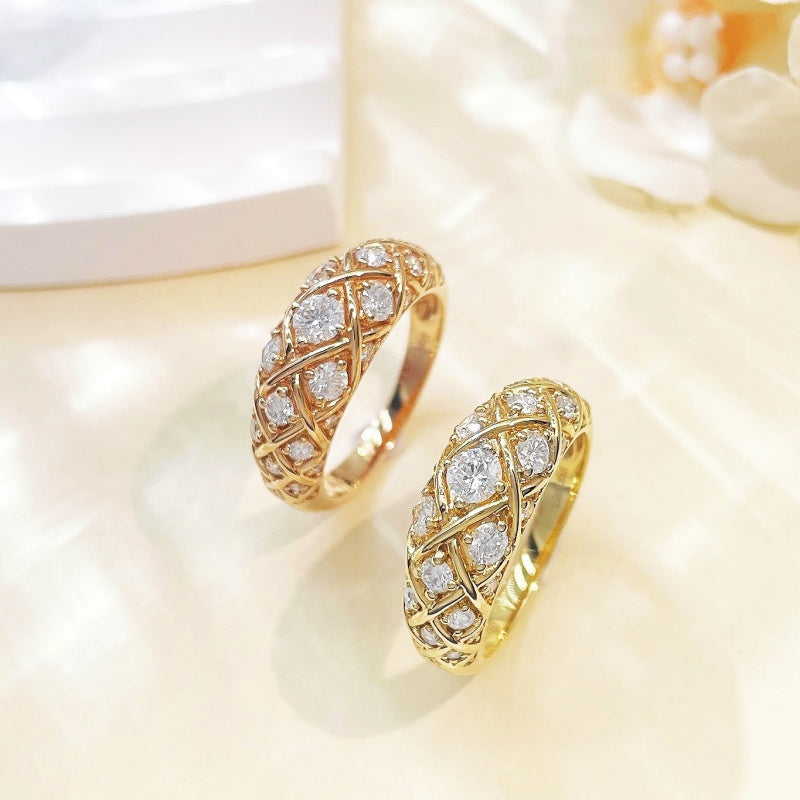 10K Gold Lab Grown Diamond CVD 1.5CT Round-Cut Vintage Intricate Openwork Meaningful Gift Choice