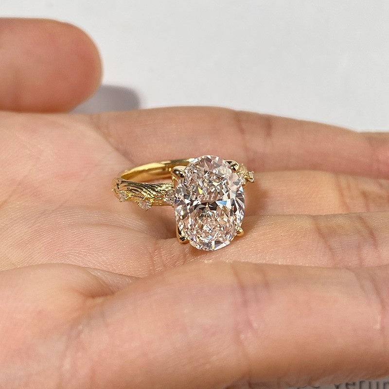 18k Gold Lab Grown Diamond CVD 3CT Oval-Cut Wedding Ring