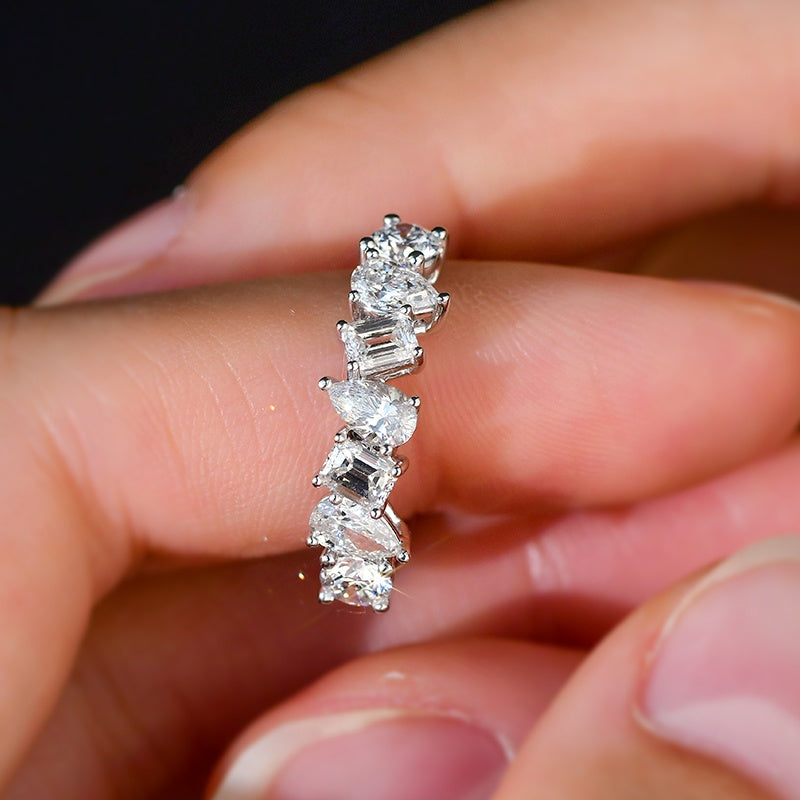 10K Gold Lab Grown Diamond CVD Various Shapes Half Eternity Engagement Ring