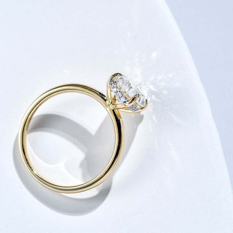 18K Gold Lab Grown Diamond CVD 3CT Oval-Cut Classic Style For Wedding