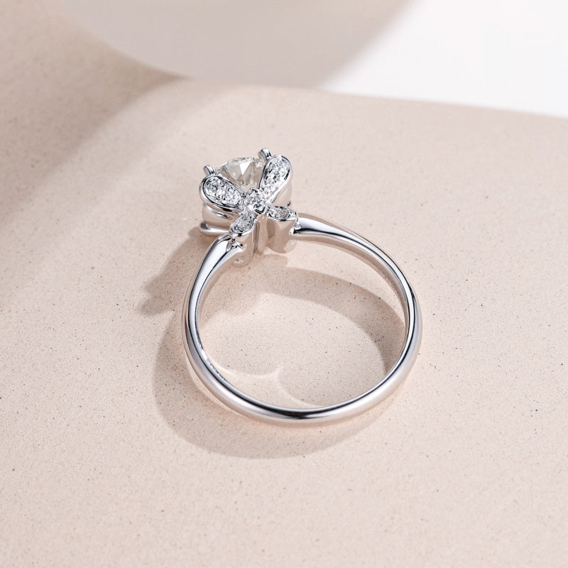 10K Gold Lab Grown Diamond CVD Round-Cut Hidden Floral Basket Unique Design Anniversary Ring