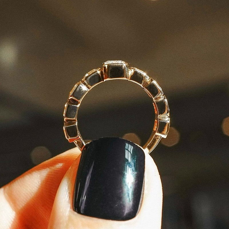 18k Gold Lab Grown Diamond CVD  Emerald-Cut Ring For Wedding