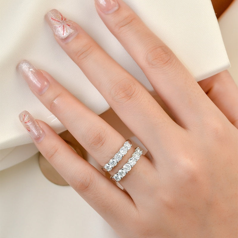 10K Gold Lab Grown Diamond CVD 2CT Round-Cut Five Stone Anniversary Ring