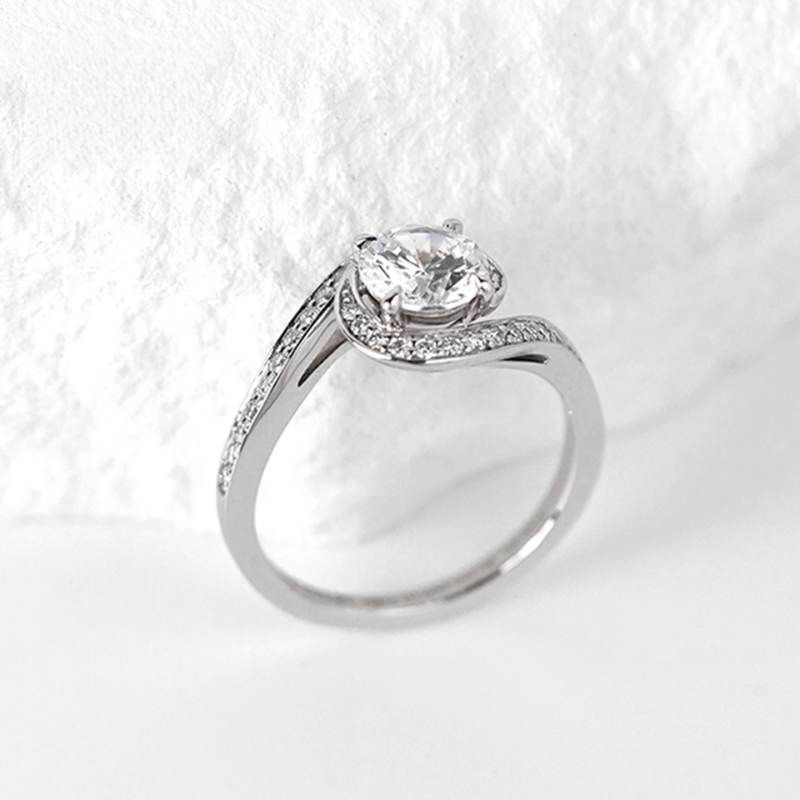 10K Gold Lab Grown Diamond CVD 1CT Round-Cut Twist Pave Anniversary Ring
