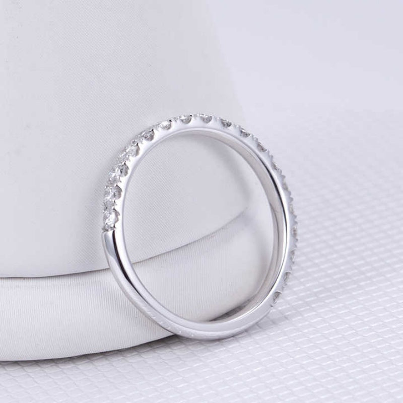 10K Gold Lab Grown Diamond CVD 2CT Round-Cut Eternity Band Engagement Ring Set