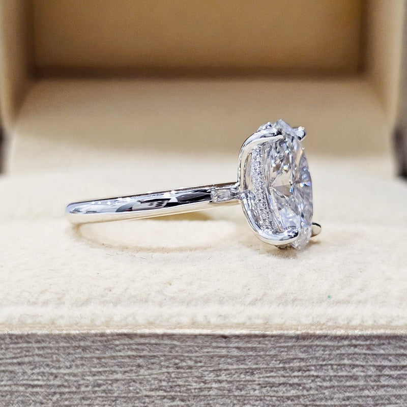 10K Gold Lab Grown Diamond CVD 3CT Oval-Cut Brilliant High Polish Band Engagement Ring