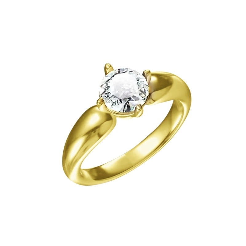 10K Gold Lab Grown Diamond CVD 1.5CT Round-Cut Classic Four Prong Setting Anniversary Ring