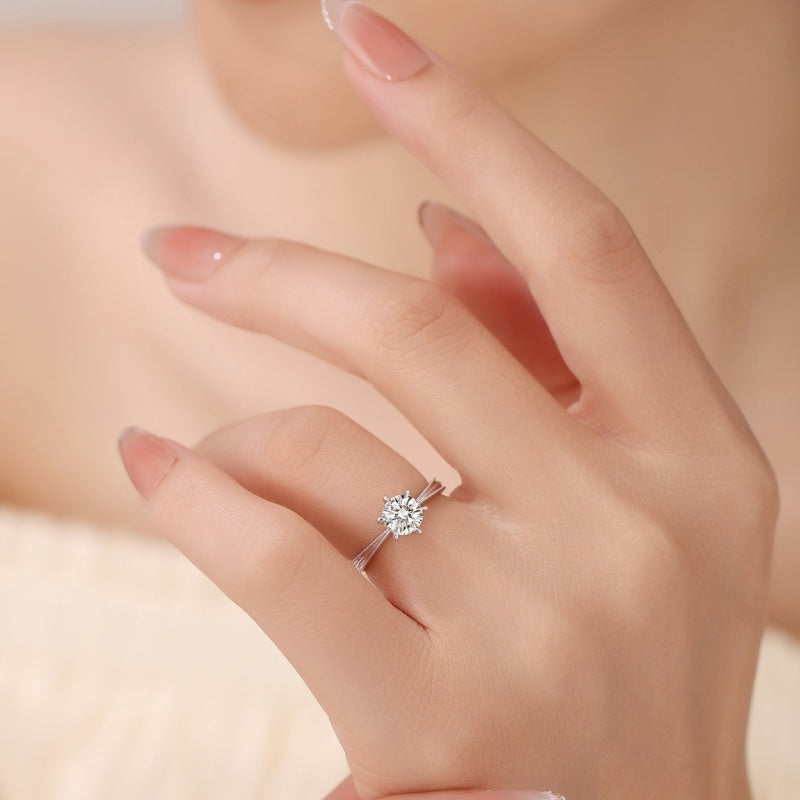 10K Gold Lab Grown Diamond CVD 1.5CT Round-Cut Six Prong Setting Classic Ring For Gift