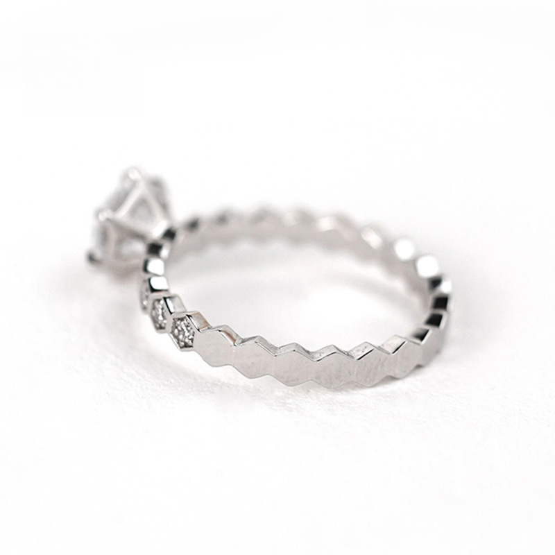 10K Gold Lab Grown Diamond CVD 1.5CT Round-Cut Classic Six Prong Setting Pave Engagement Ring