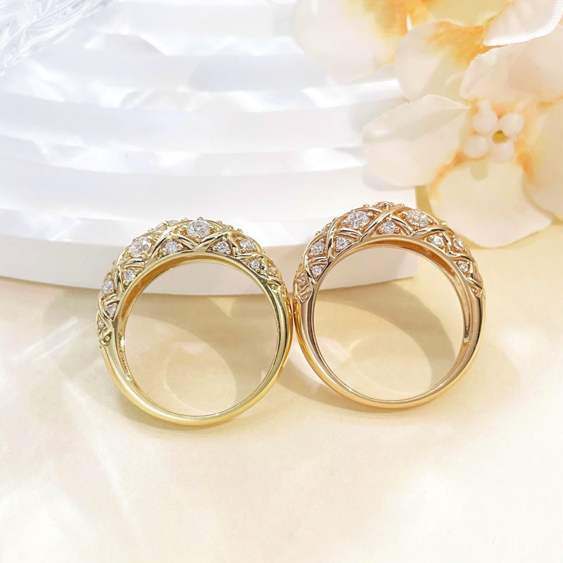 10K Gold Lab Grown Diamond CVD 1.5CT Round-Cut Vintage Intricate Openwork Meaningful Gift Choice