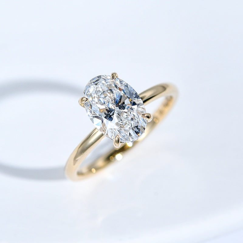 18K Gold Lab Grown Diamond CVD 3CT Oval-Cut Classic Style For Wedding