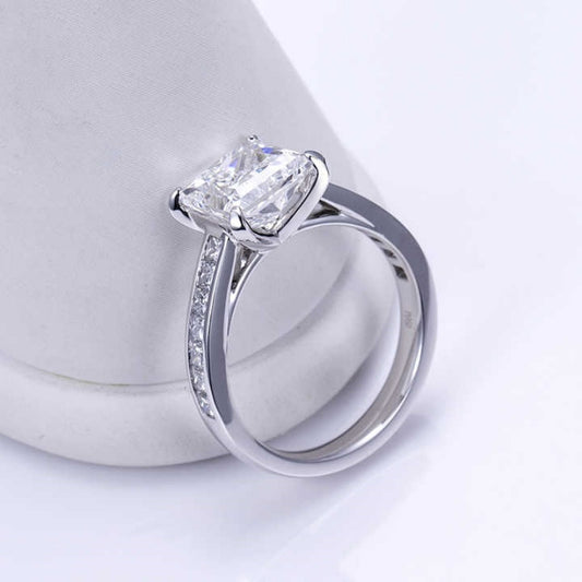 10K Gold Lab Grown Diamond CVD 2CT Princess-Cut Half Etrenity Engagement Ring