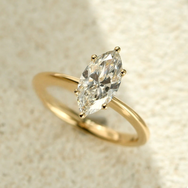 18k Gold Lab Grown Diamond CVD 1.5CT Marquise-Cut New Minimalist Style For Wedding
