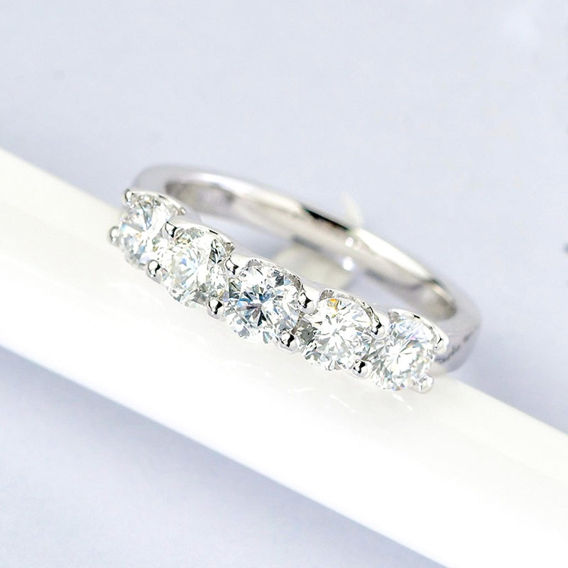 10K Gold Lab Grown Diamond CVD 2CT Round-Cut Five Stone Anniversary Ring