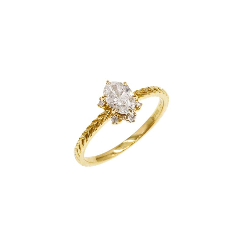 14K Gold Lab Grown Diamond CVD 1CT Oval-Cut Vintage Inspired Six Prong Engagement Ring