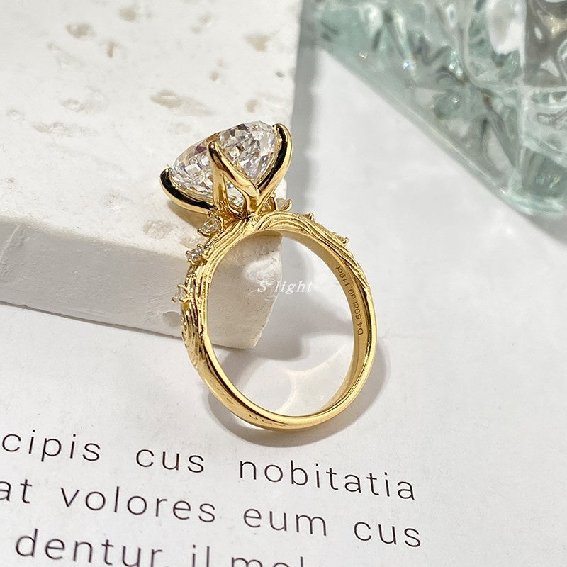 18k Gold Lab Grown Diamond CVD 3CT Oval-Cut Wedding Ring