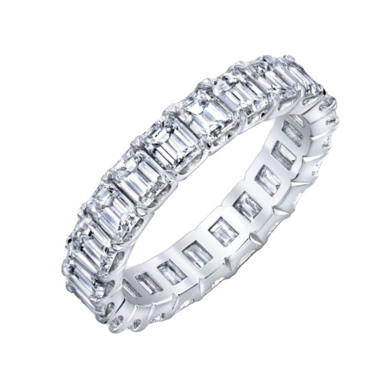 10K Gold Lab Grown Diamond CVD 3.5CT Oval-Cut Full Eternity Step Design Anniversary Ring