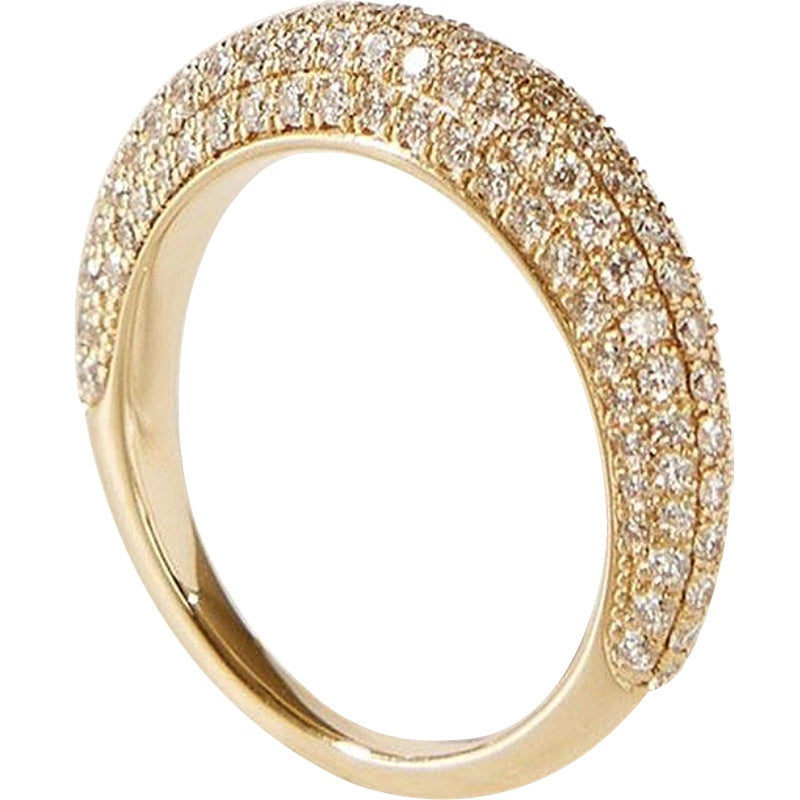 18k Gold Lab Grown Diamond CVD Classic Half-Circle Diamond Ring
