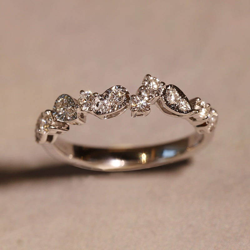 18k Gold Diamond Promise Ring For Women Custom Gift