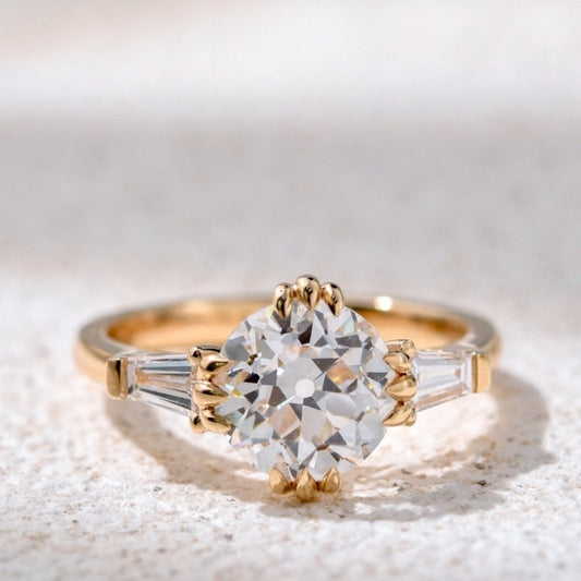 18K Gold Lab Grown Diamond CVD 2CT Round European Court Style Design For Anniversary