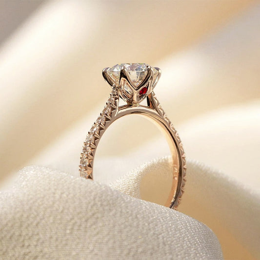 18k Gold Lab Grown Diamond CVD 1CT Round-Cut Half Circle Wedding Ring