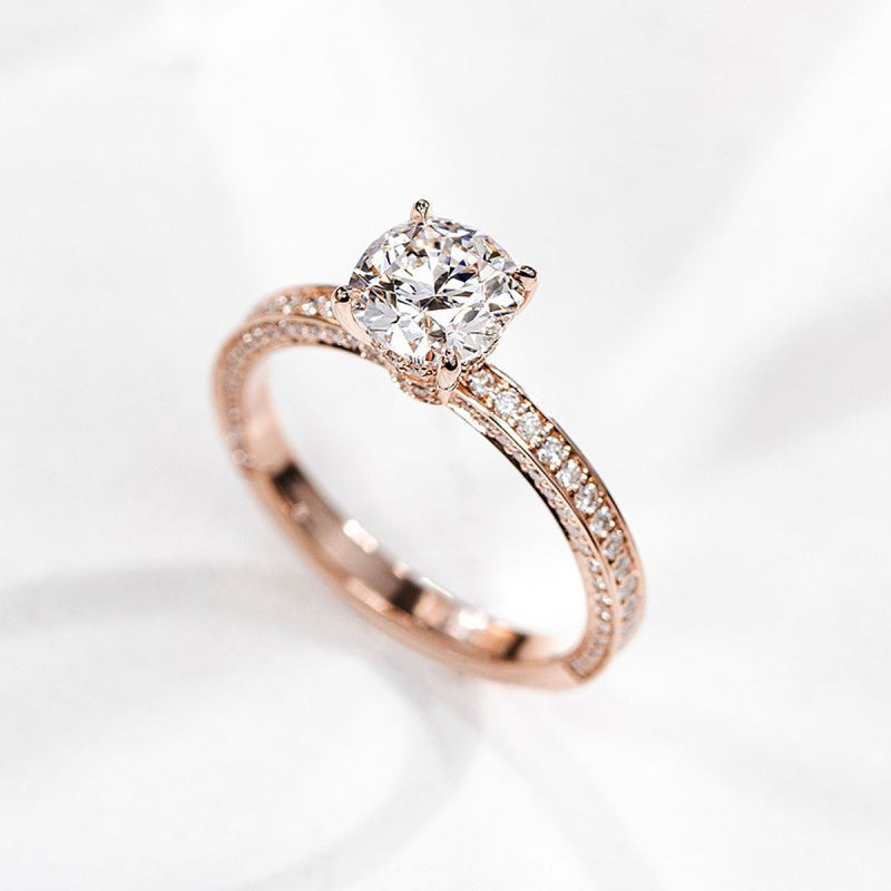10K Gold Lab Grown Diamond CVD 1CT Round-Cut Vintage Royal Style Engagement Ring