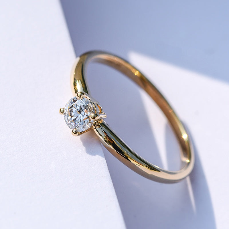 18k Gold Lab Grown Diamond CVD 0.5CT Round-Cut Ring