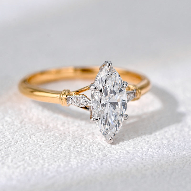 18K Gold Lab Grown Diamond CVD 1CT Marquise-Cut For Wedding Ring