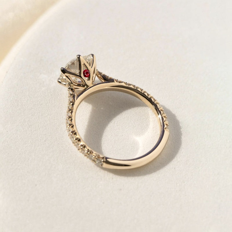18k Gold Lab Grown Diamond CVD 1CT Round-Cut Half Circle Wedding Ring