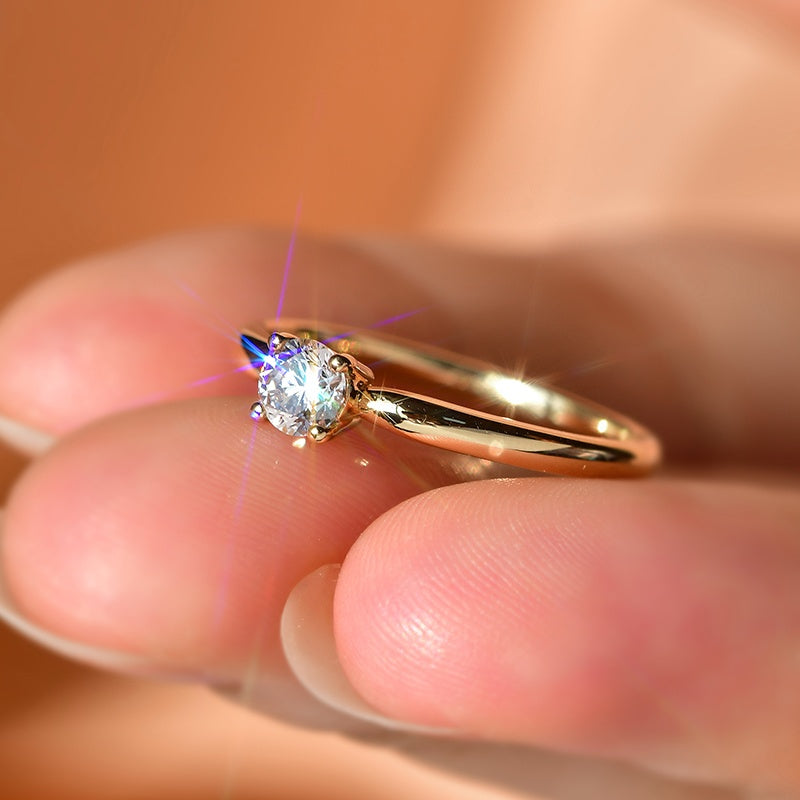 18k Gold Lab Grown Diamond CVD 0.5CT Round-Cut Ring